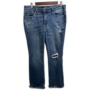 Judy Blue Women's Size 15/32 Mid Rise Bootcut Fit Fringe Hem Denim Jeans